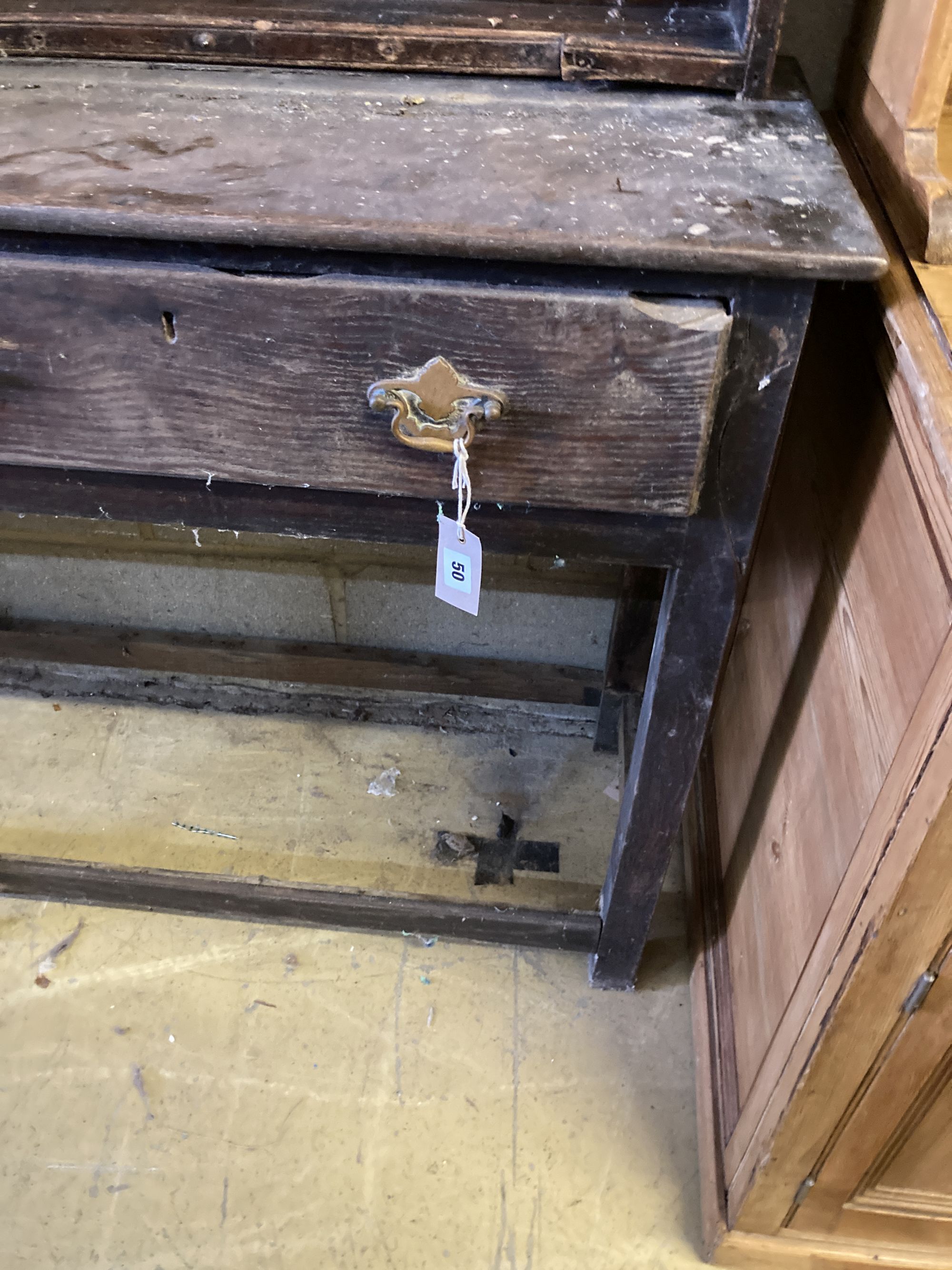 A Welsh oak dresser, width 148cm, depth 39cm, height 196cm